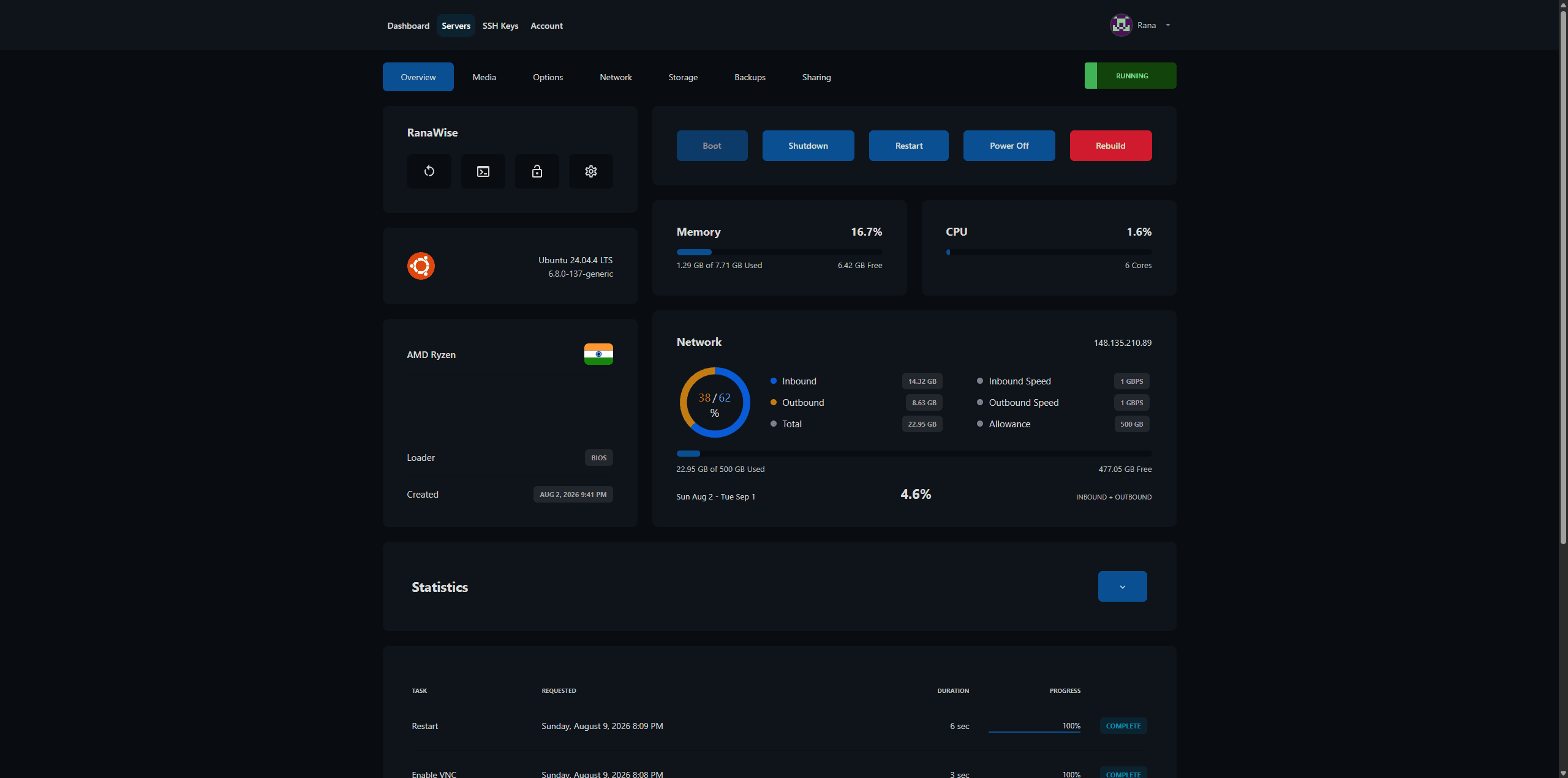 VirtFusion root control panel