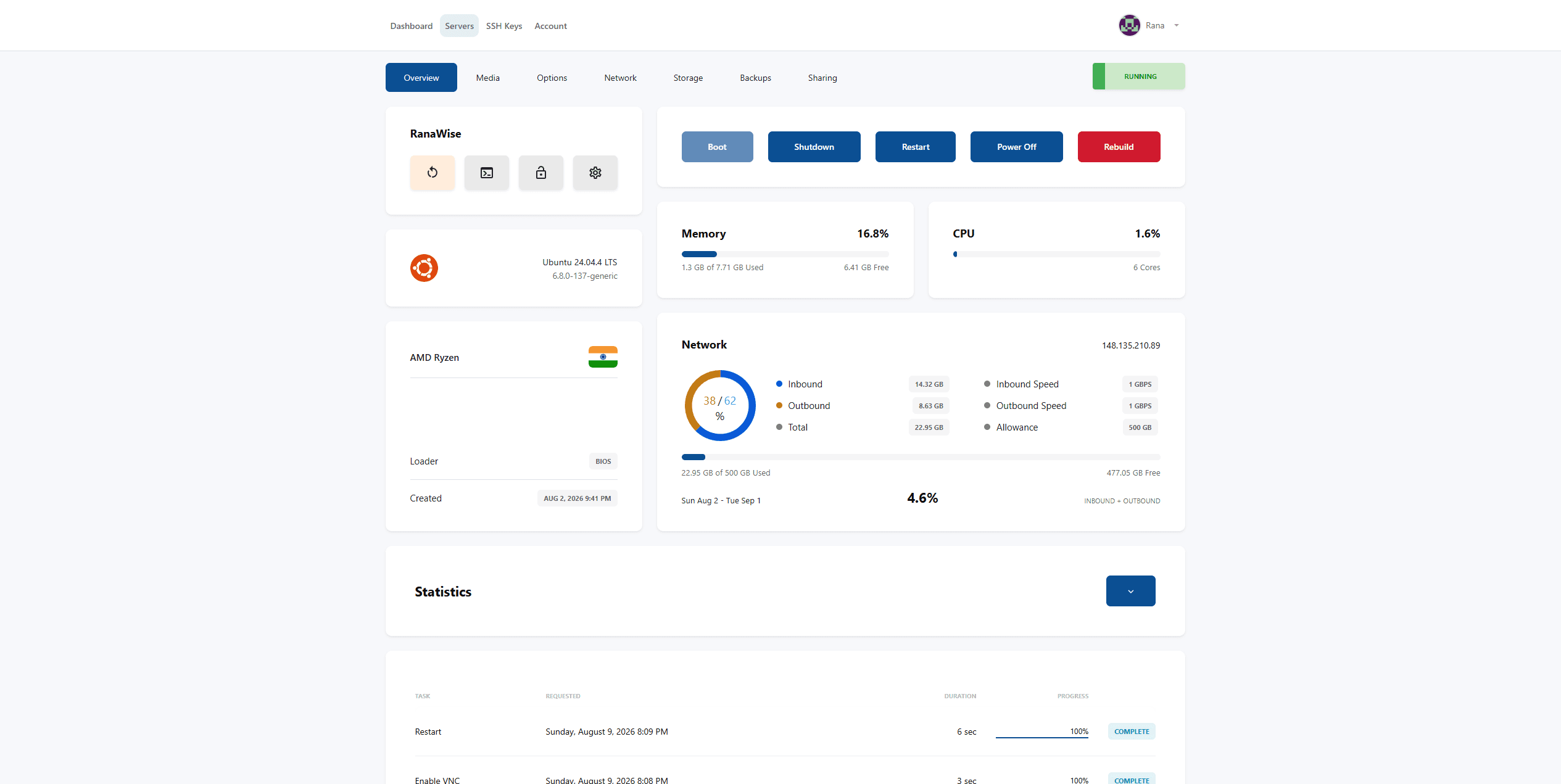 VirtFusion root control panel